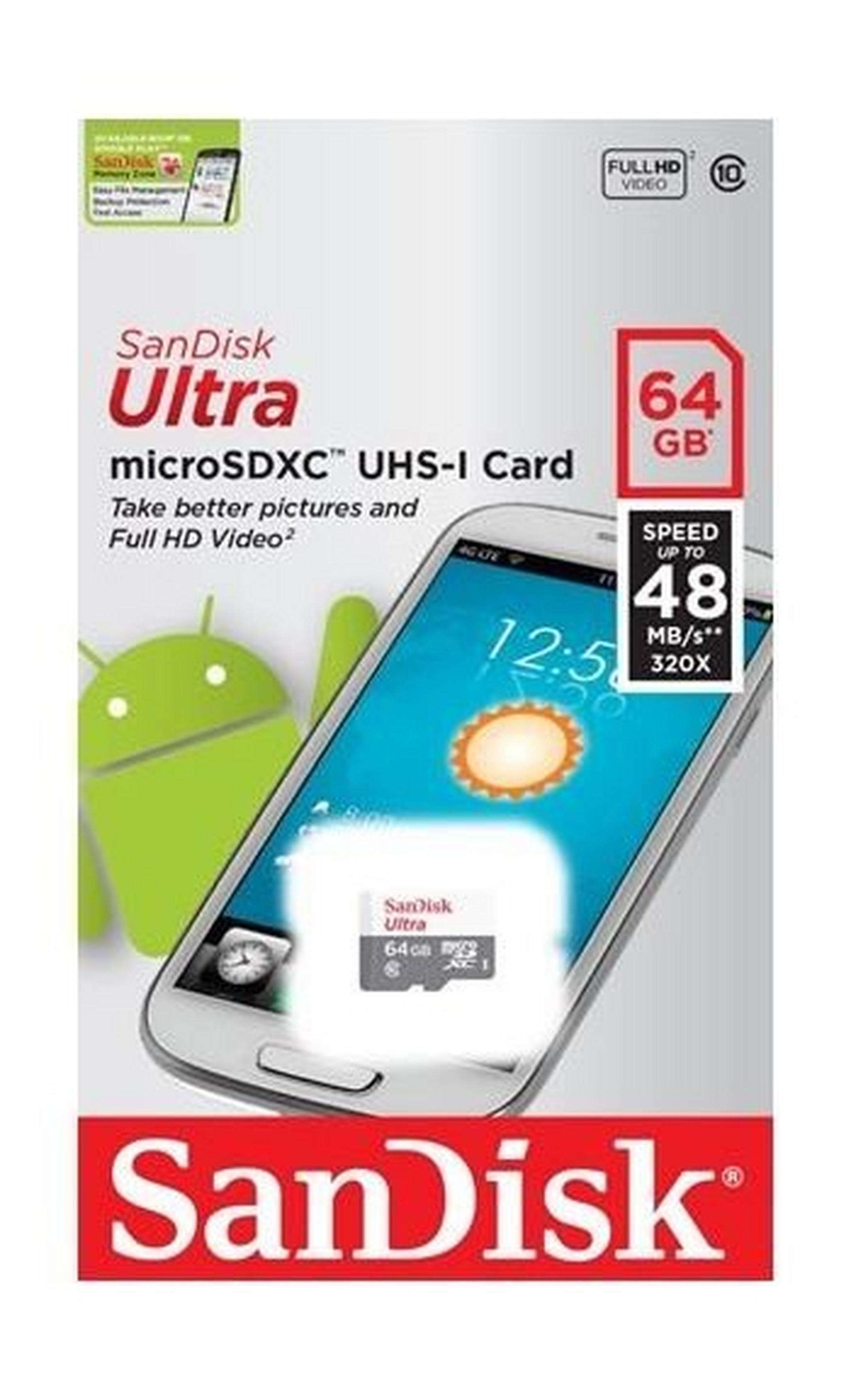SanDisk Ultra Android UHS-I 64GB MicroSD 48Mb/s Class 10 Card