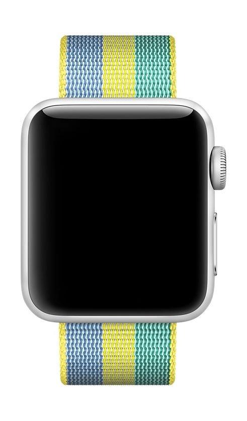 سوار ساعة أبل من النايلون المنسوج بحجم ٣٨ ملم – أزرق / أصفر (MPVY2ZM/A)