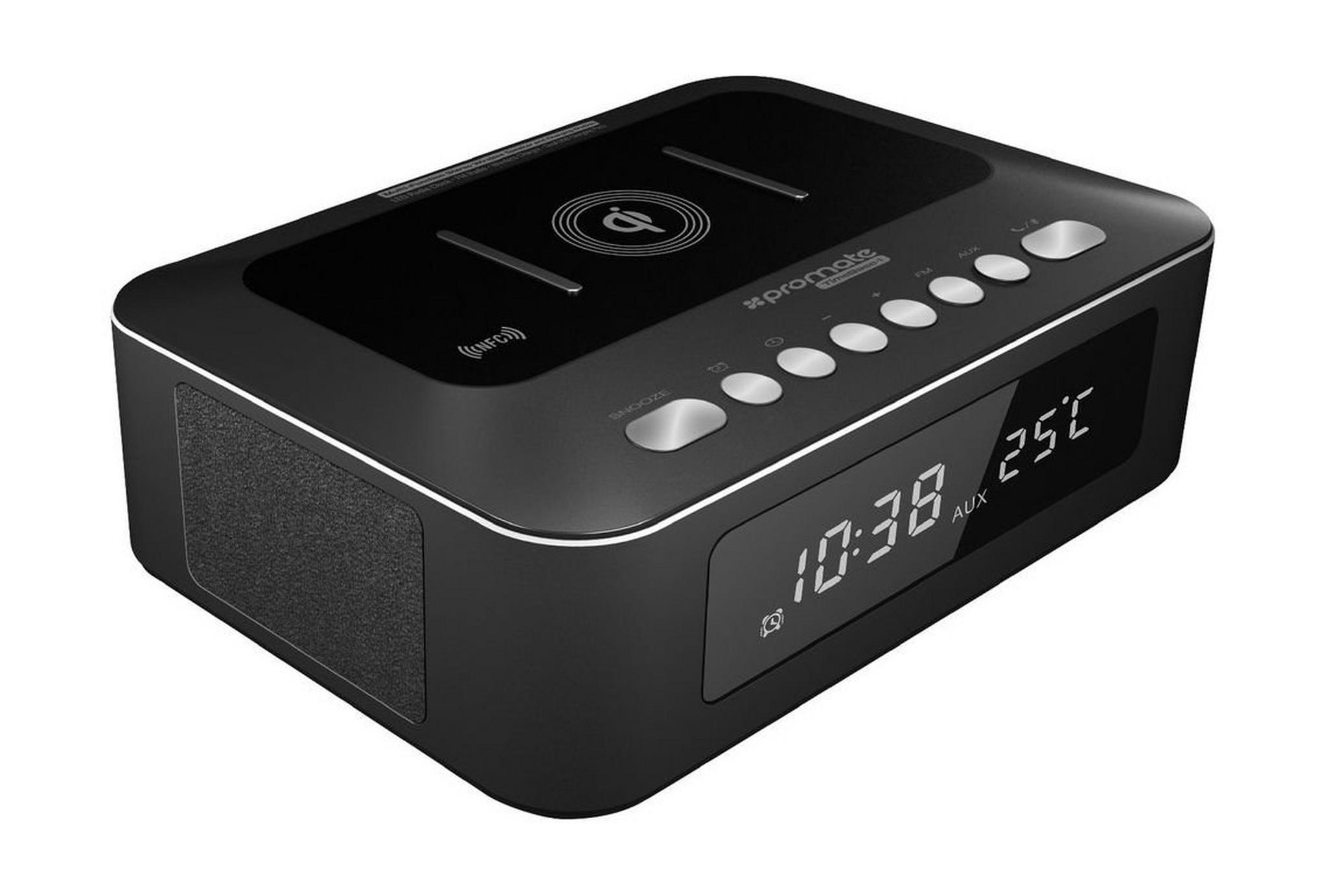 Promate 10W Stereo Bluetooth Speaker and Wireless Charging Station (TimeBase-1) - Black