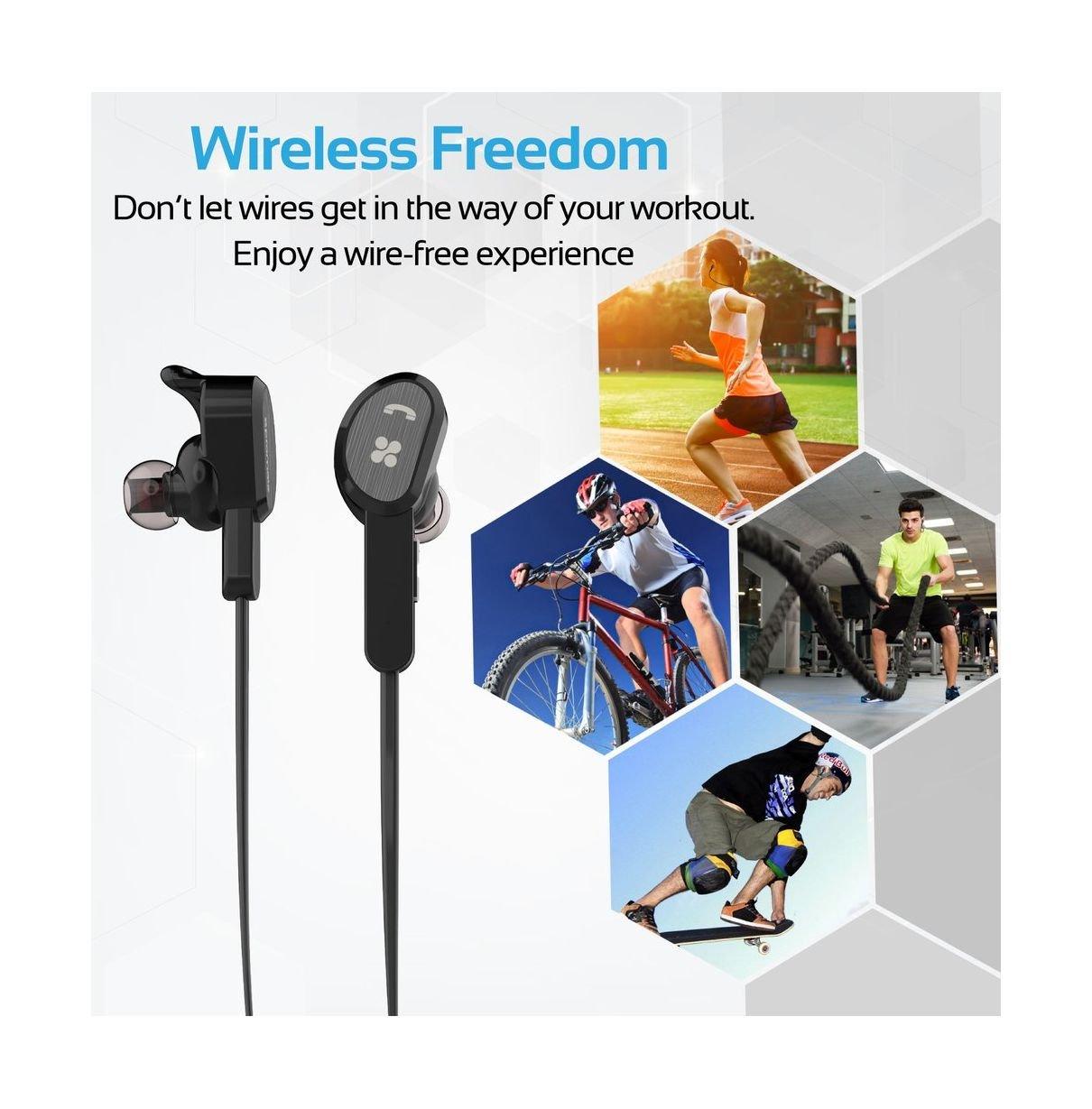 Promate Vitally-2 Bluetooth Wireless Gear Bud In-Ear Earphone With Mic - Black