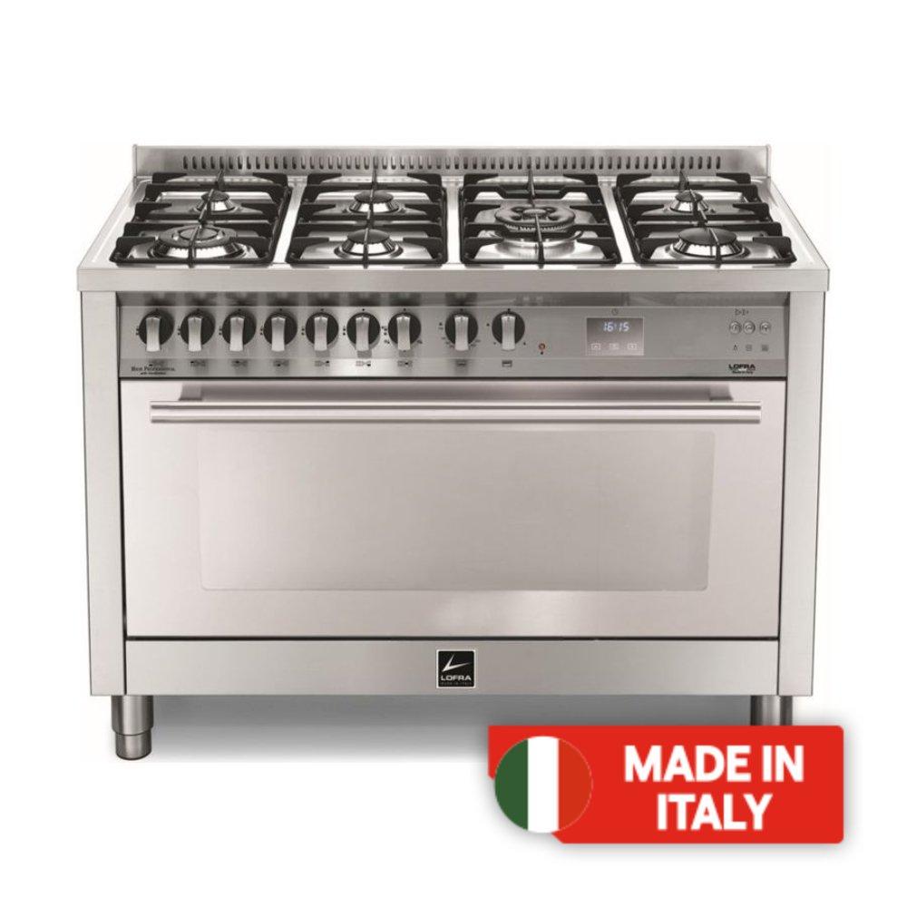 Buy Lofra 120x60 cm 7 burners gas cooker (pg126g2vgt/2ci) - stainless steel in Kuwait