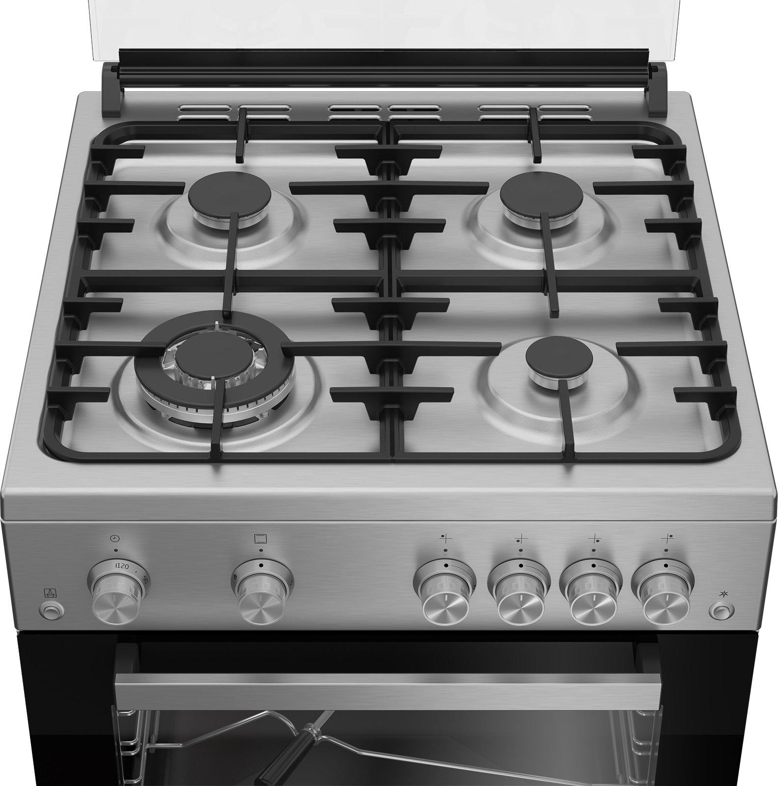 Beko 4 Burners Full Gas Cooking Range, 60X60cm, FSGT61121DXL - Inox
