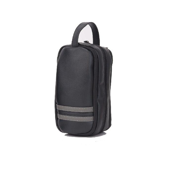 حقيبة جلد مخططة من إي كيو، KHP230332BL - أسود