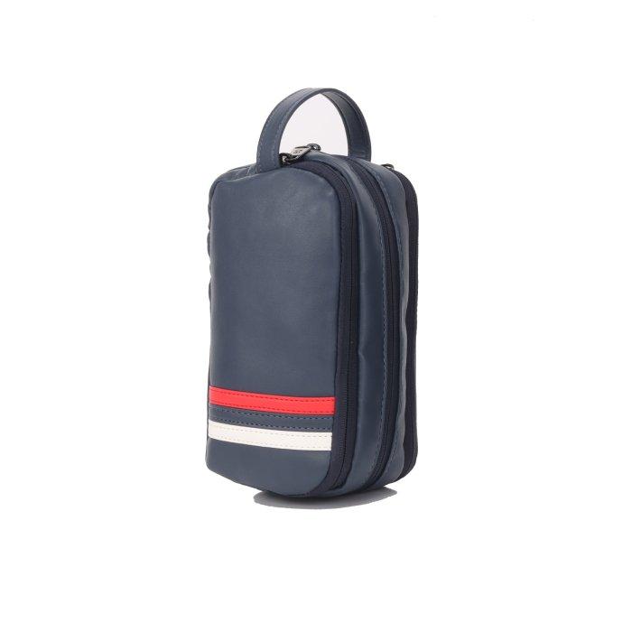 حقيبة جلد مخططة من إي كيو، KHP230332BL - أزرق