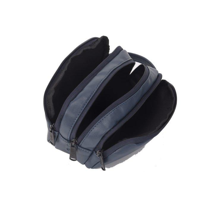 حقيبة جلد مخططة من إي كيو، KHP230332BL - أزرق