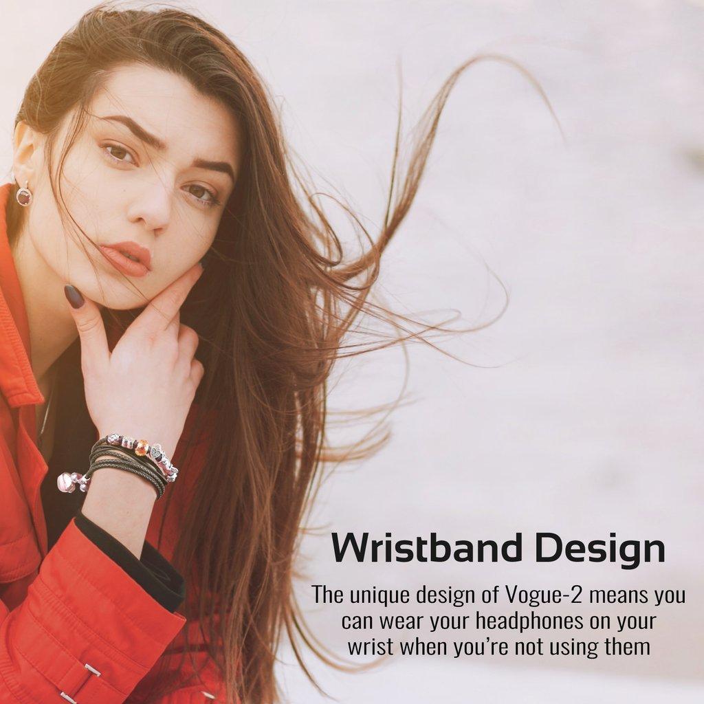 Promate Vogue-2 Wearable Wristband Style Wired Stereo Earphone - Black