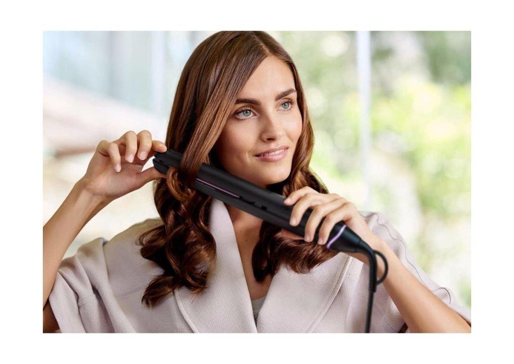 Philips 2 in 1 Straightener & Curler for Easy Hairstyling with Ceramic Coating, 5 Attachments, BHH811/03 - Black