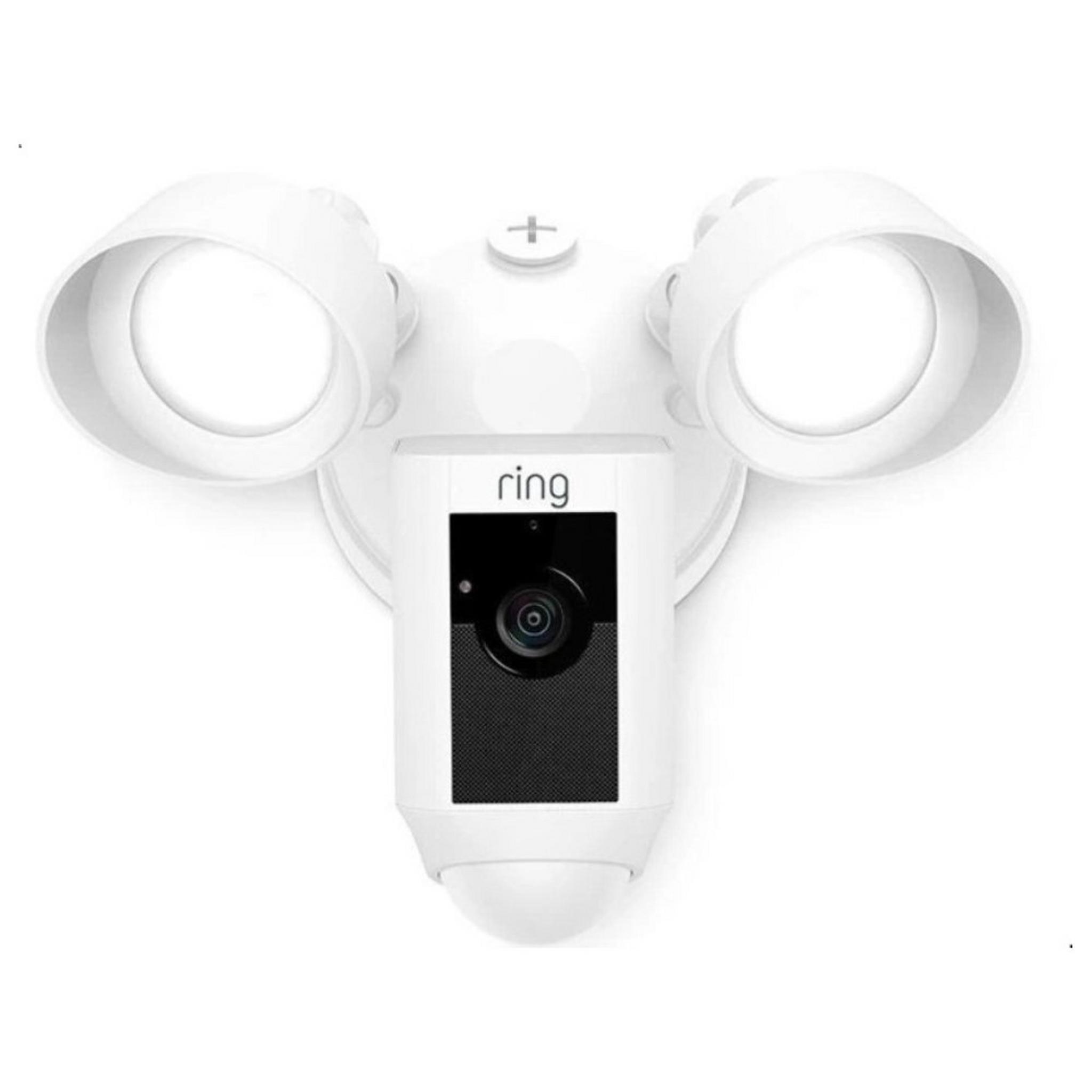 Ring Floodlight Camera Motion-Activated Full HD Security Cam Two-Way Talk and Siren Alarm - White