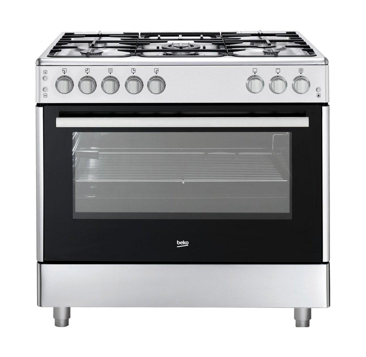 Beko 90X60 5 Burner Gas Cooker + Lagermania 90cm Undercabinet Cooker Hood