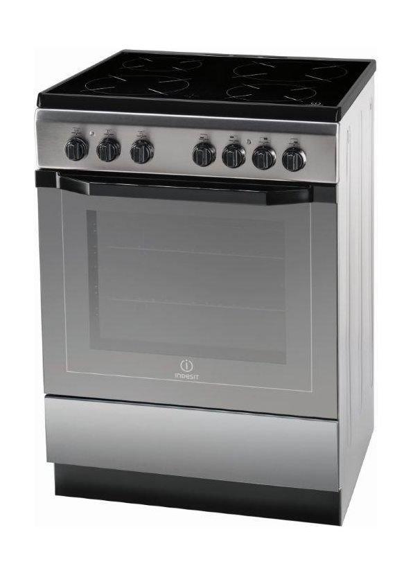 Indesit 60x60cm 4-Burners Free Standing Electric Cooker + Indesit 60cm Chimney Type Cooker Hood