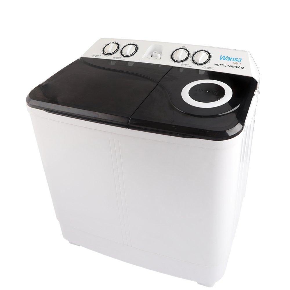 Wansa Gold Twin Tub Washer,7Kg Washing Capacity, 5.5kg Drying Capacity, WGTT70 - White