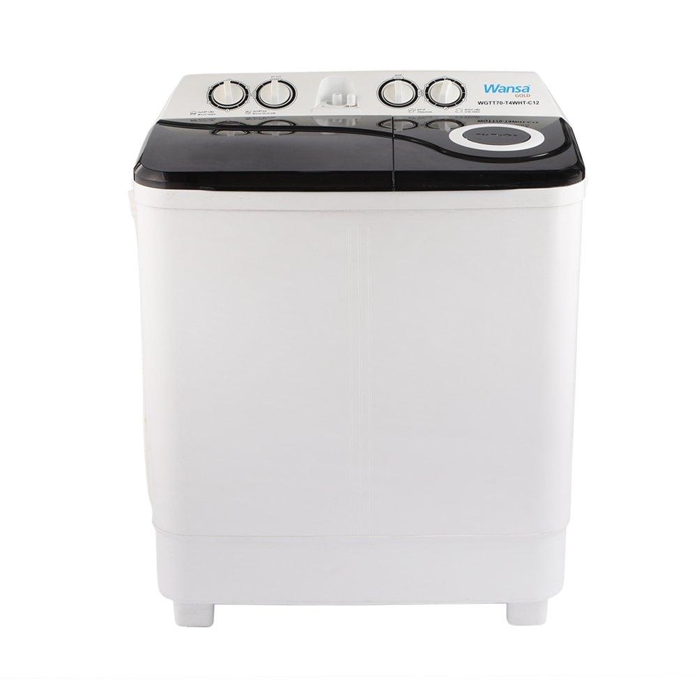 Wansa Gold Twin Tub Washer,7Kg Washing Capacity, 5.5kg Drying Capacity, WGTT70 - White