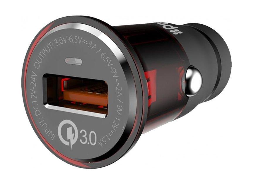 Promate Ultra Small Car Charger With Qualcomm QC3.0 Quick Charge (DASH-QC3) - Black