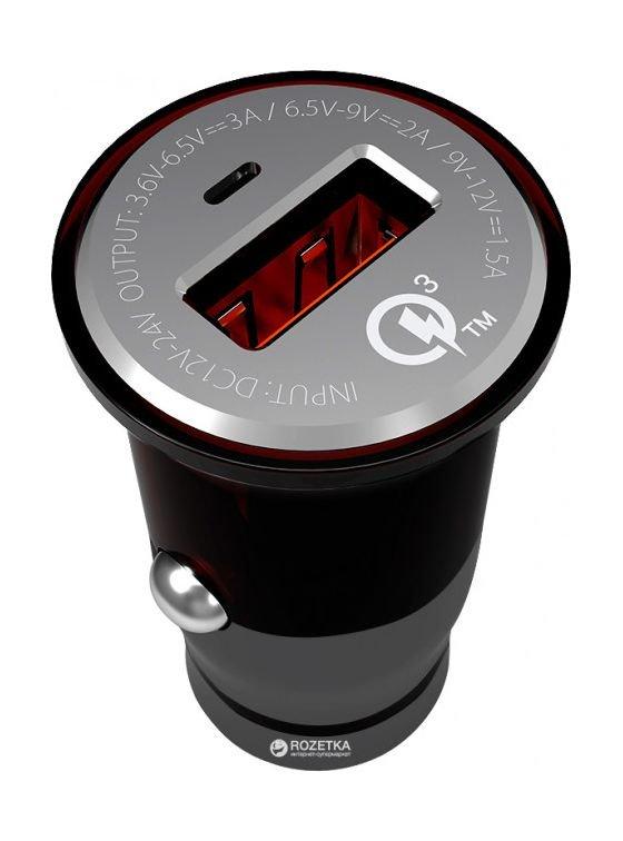 Promate Ultra Small Car Charger With Qualcomm QC3.0 Quick Charge (DASH-QC3) - Black