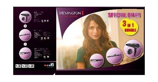 مملس الشعر السيراميكي المستقيم ٢٣٠ + مجفف شعر برو اير شاين  + مجعد الشعر من ريمنجتون - أسود (D5215)