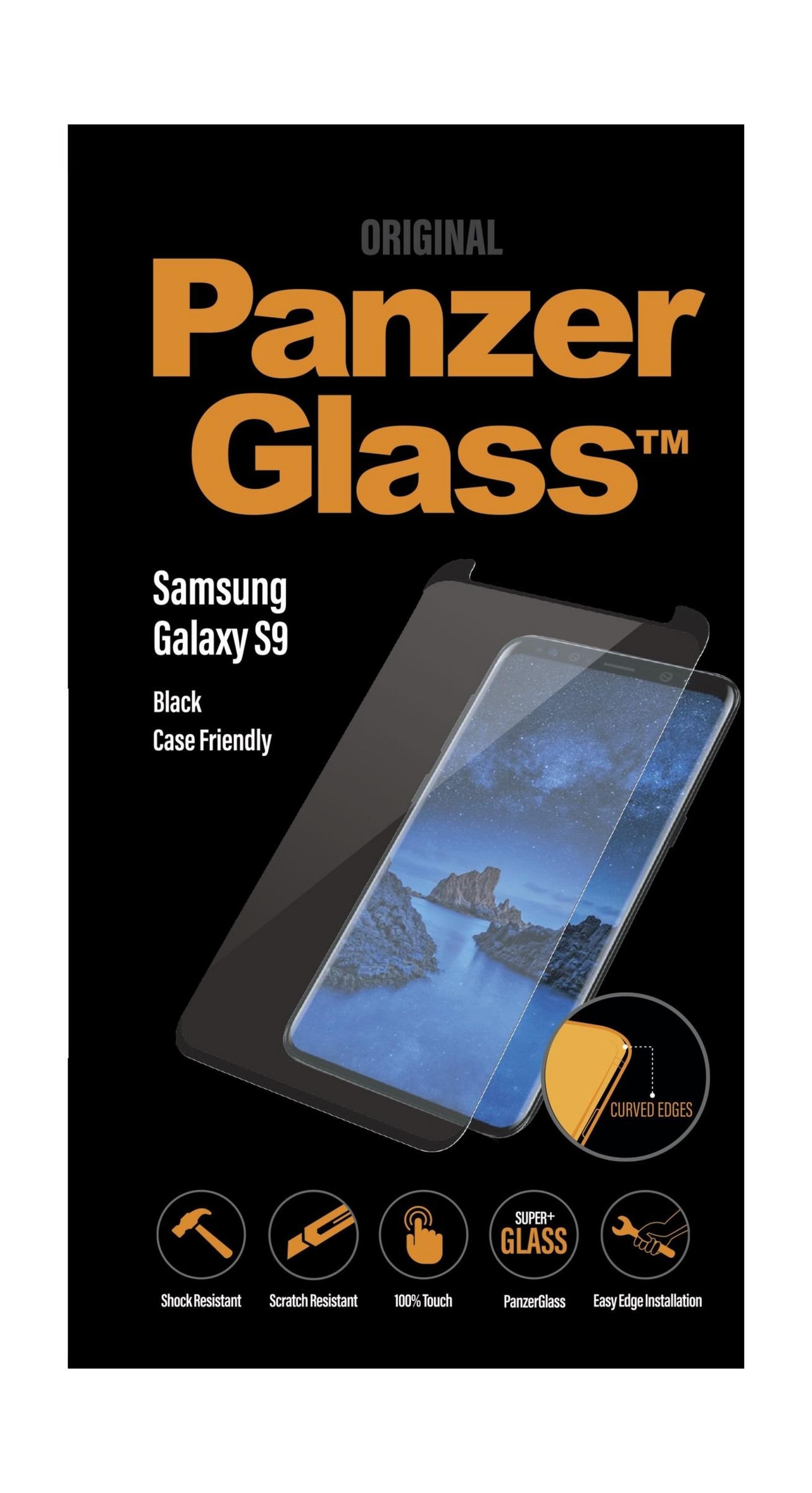 واقي الشاشة الزجاجي الممتاز لسامسونج جالاكسي إس ٩ من بانزر - اسود (7143)