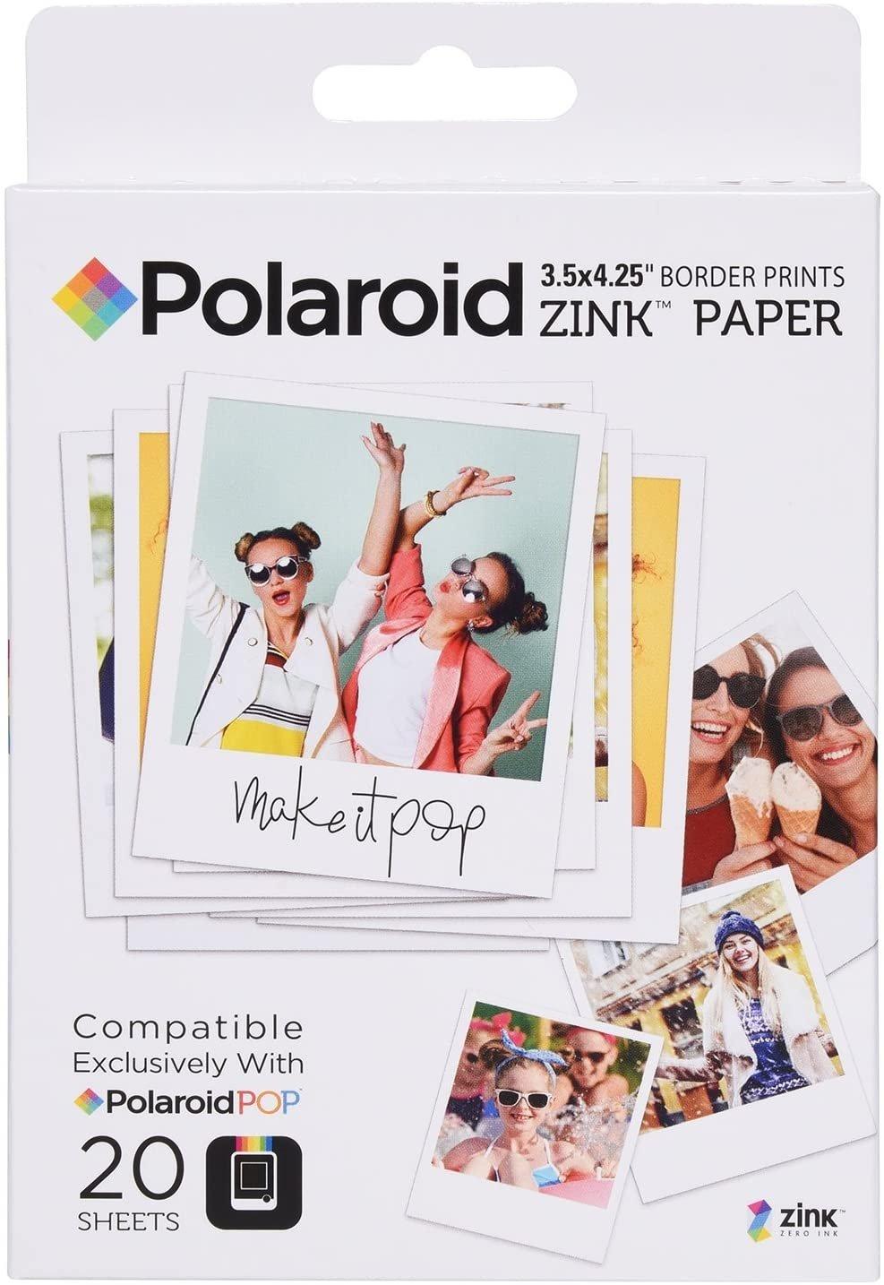 Polaroid Pop Zink 3X4 Media Photo Paper - 20 Sheets