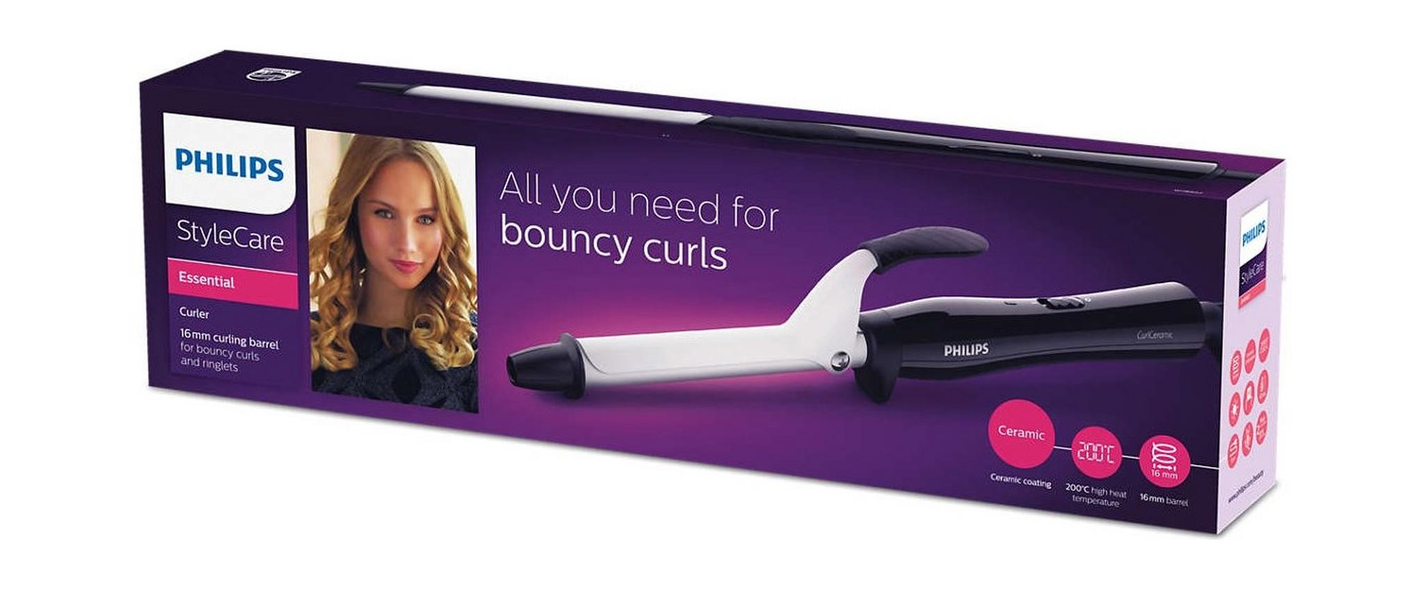 Philips Hair Curler with Heat Protection Technolog, 40W, 16mm Thin Barrel, BHB862/03 - Black/White