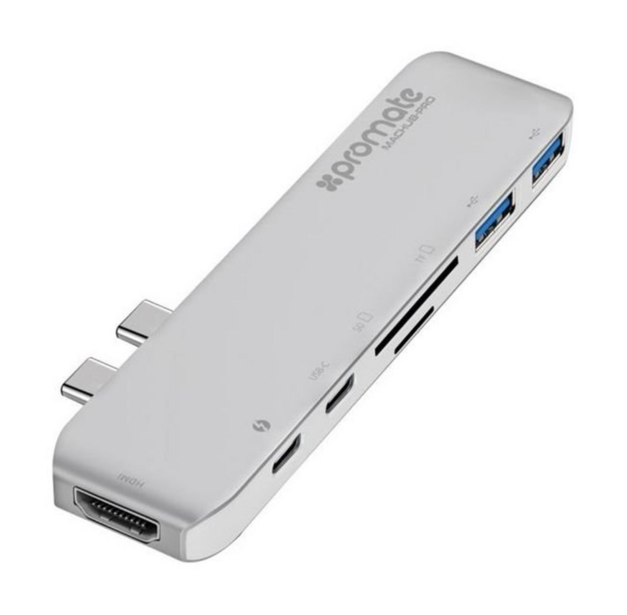 Promate MACHUB-PRO USB-C Hub for Mackbook 15 inch - Silver