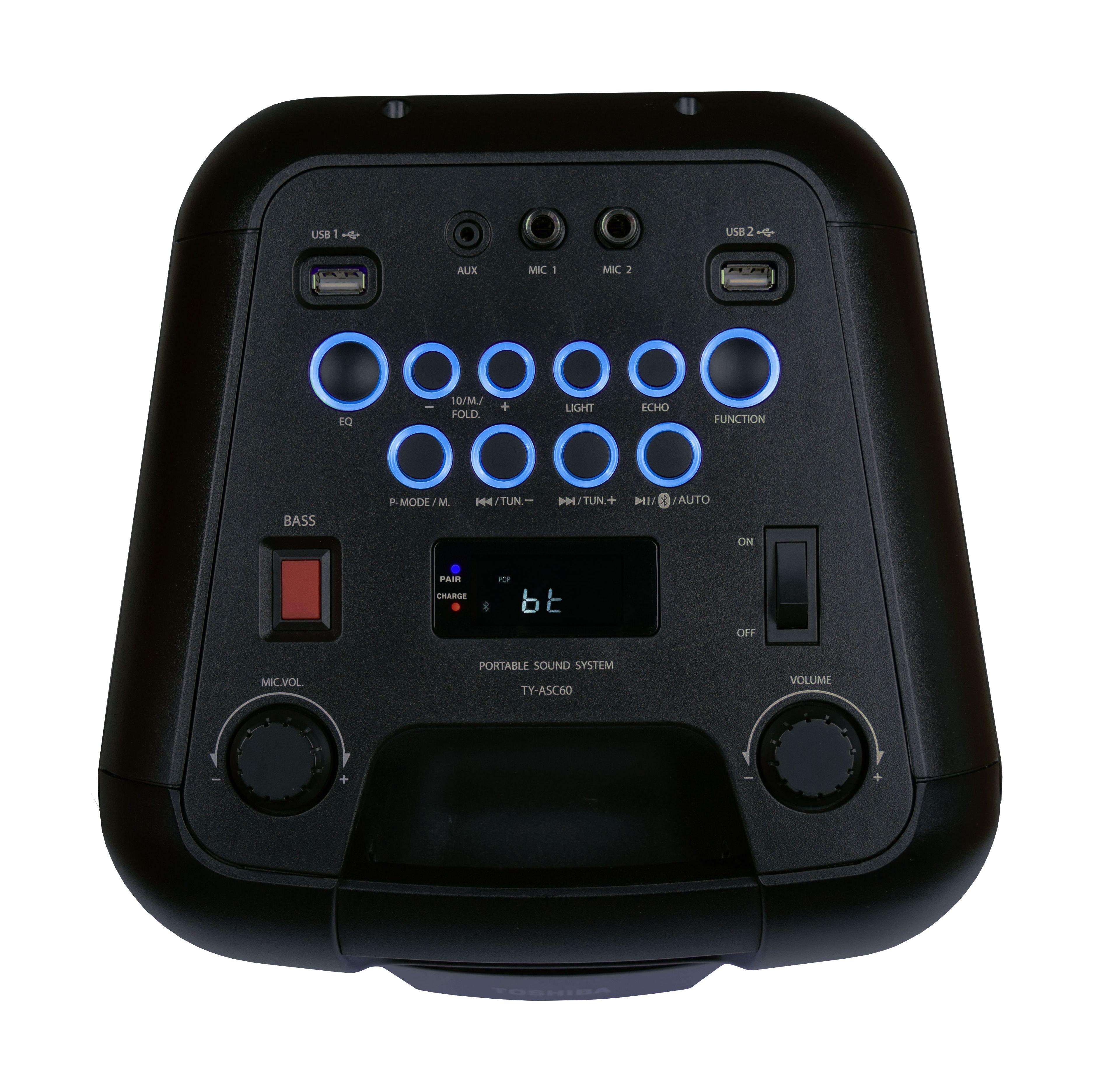 مكبر الصوت اللاسلكي القابل للشحن بتقنية البلوتوث و بقوة ١٥٠ واط من توشيبا (TY- ASC60)