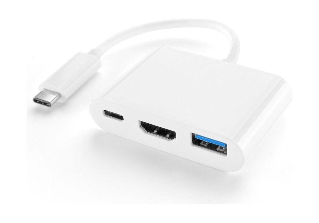 VMax USB Type-C to HDMI, USB 3.0, USB-C Adapter Cable - White