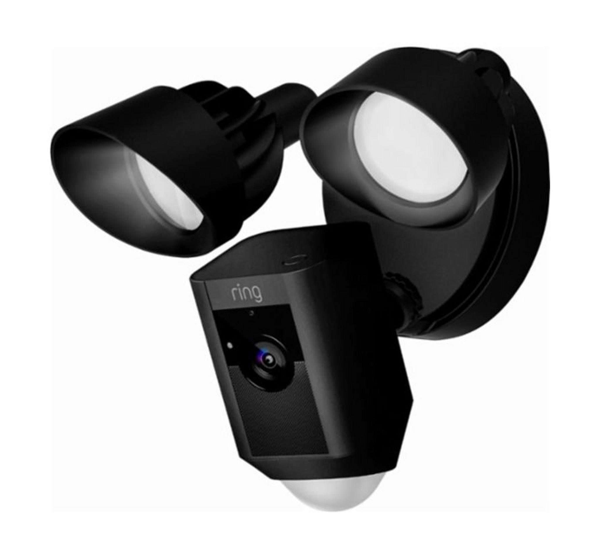 Ring Floodlight Camera Motion-Activated Full HD Security Cam Two-Way Talk and Siren Alarm - Black