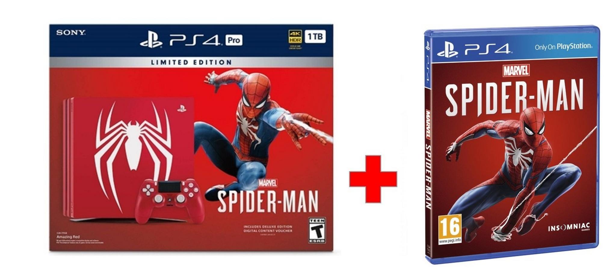 Spider Man 1TB PS4 PRO Special Edition Console - Red + Marvel Spider Man Game