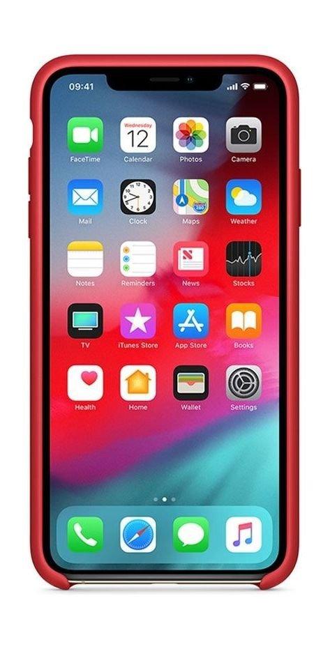 غطاء الحماية من السيليكون لآيفون إكس إس ماكس من آبل - أحمر