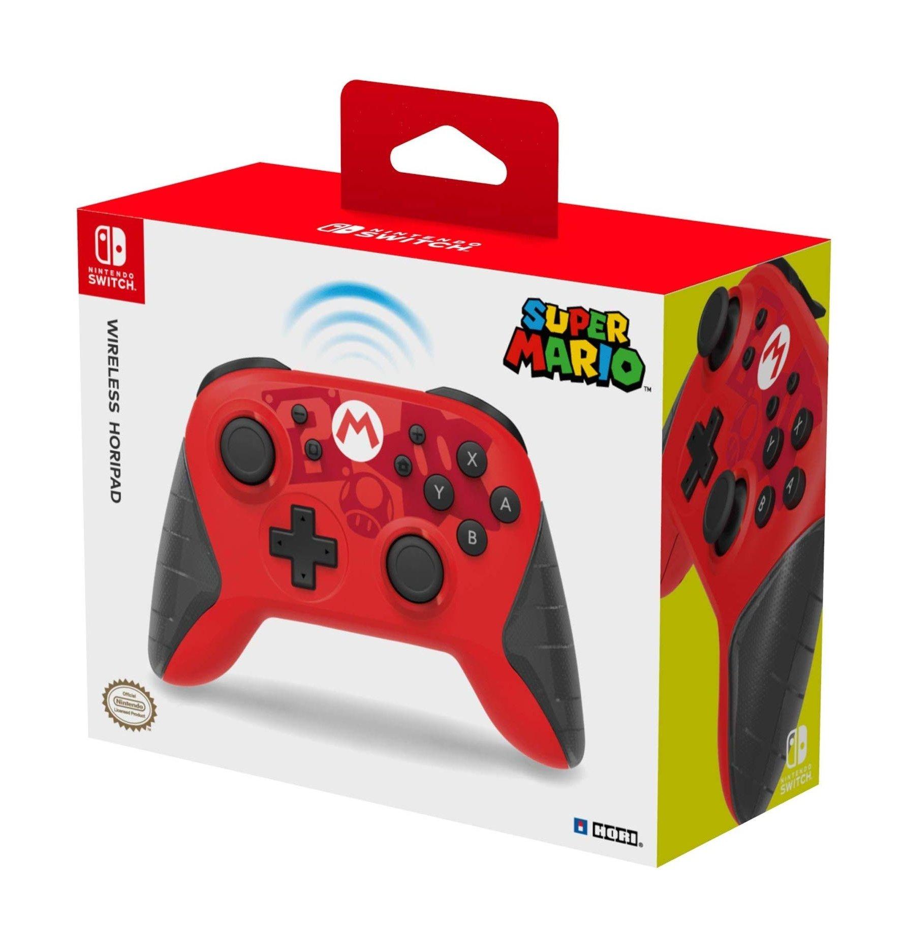 يد التحكم اللاسلكية القابلة لإعادة الشحن لجهاز الألعاب نينتيندو سويتش من هوري - إصدار ماريو