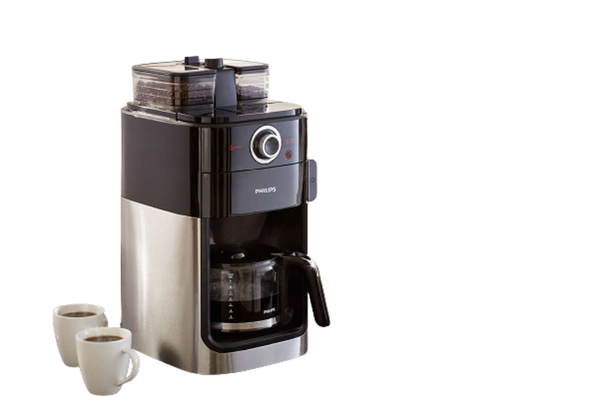 ماكينة تحضير القهوة جريند آند برو من فيليبس، 1000 واط، 1.2 لتر، HD7762 - أسود/فضي