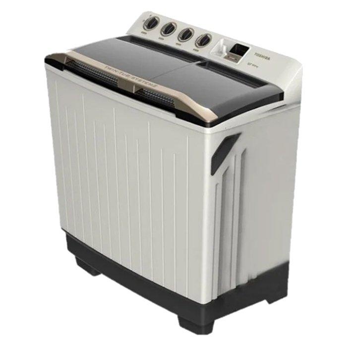 Toshiba Twin Tub Washer, 7kg Washing Capacity, 4.6kg Drying Capacity, VH-H80WB - White/Grey