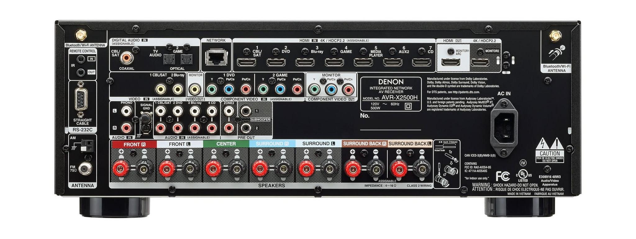 Denon 7.2 Channel 95W 4K Audio Video Receiver - AVRX2500