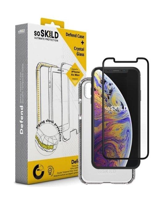 Soskild iPhone XR Defend Heavy Impact Case - Black & Tempered Glass Sp
