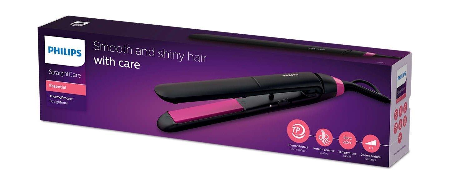 مملس شعر سيراميك بالكيراتين  من فيليبس مع تقنية ثيرمو بروتكت، 180 درجة مئوية / 220 درجة مئوية، BHS375/03 - أسود