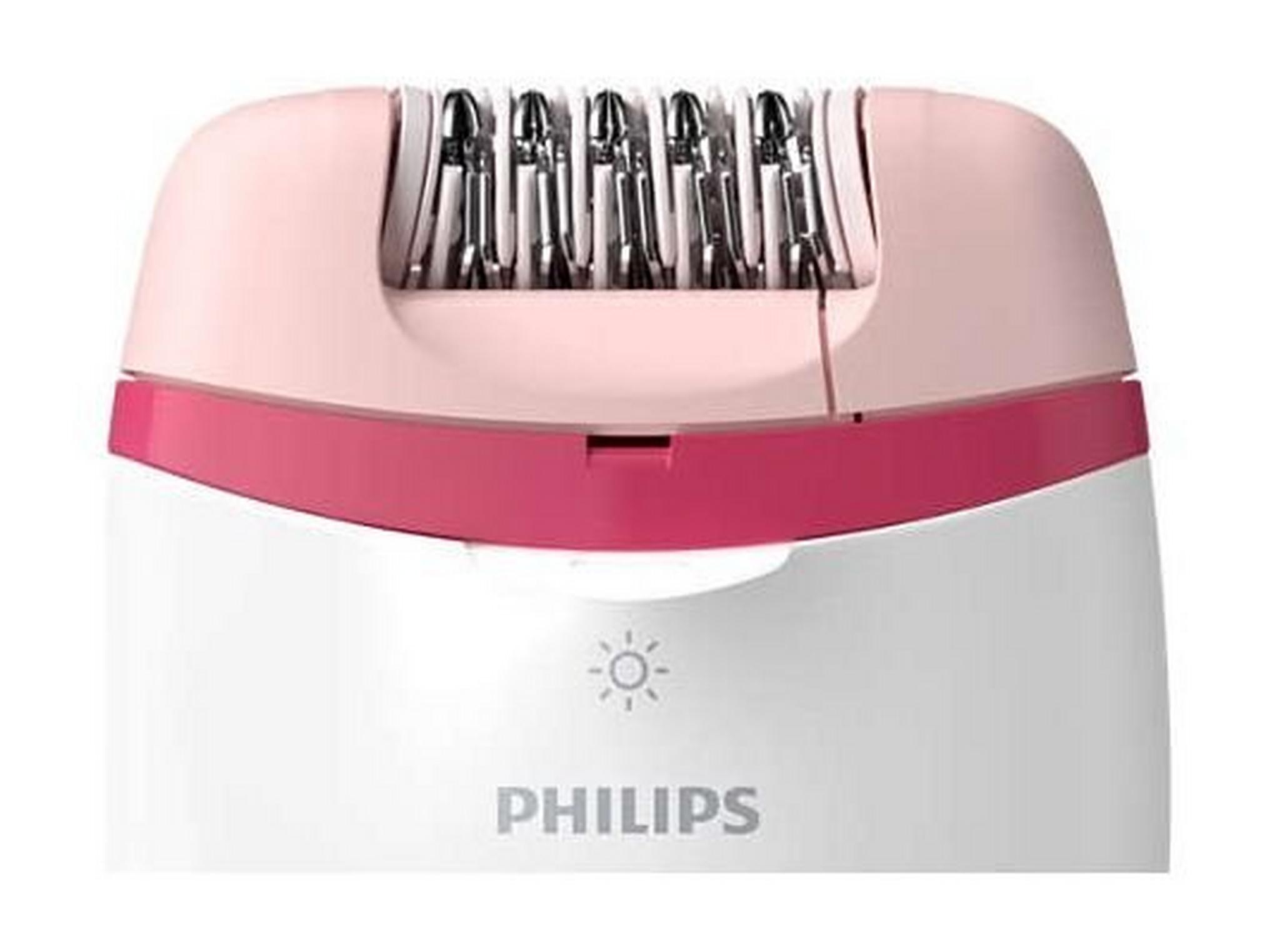 ماكينة إزالة الشعر المدمجة من فيليبس مع تقنية أوبتي لايت لتحديد أفضل الشعر، سلكية، 3 ملحقات، BRE255/00 - أبيض/وردي