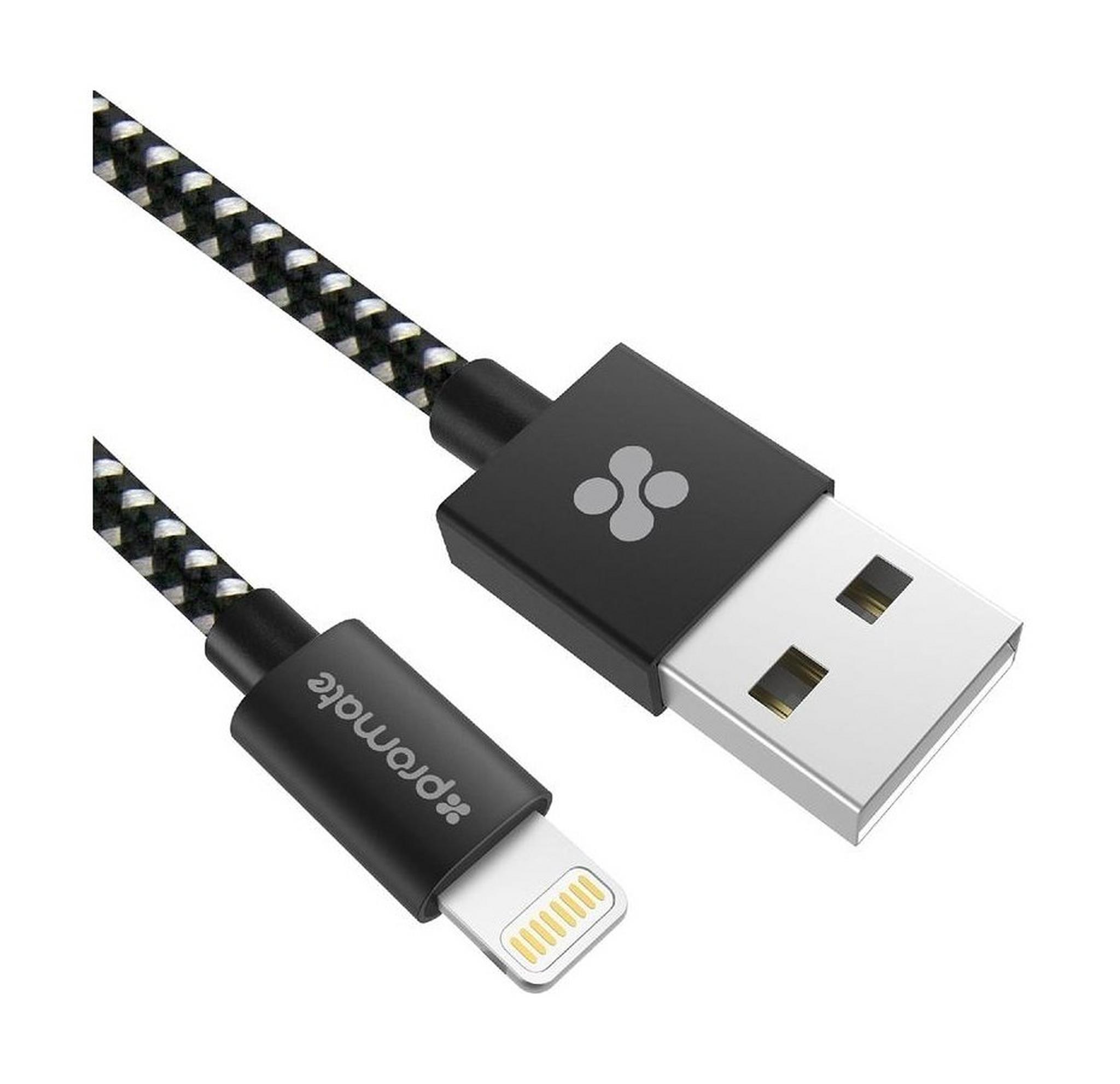 Promate linkMate-LTF2 Heavy-Duty 2M USB Lightning Connector - Black
