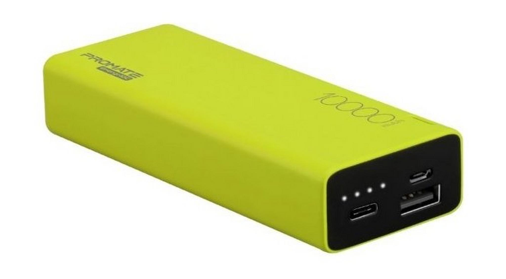 Promate Energi-10C 10000mAh High Capacity Dual USB Powerbank - Green
