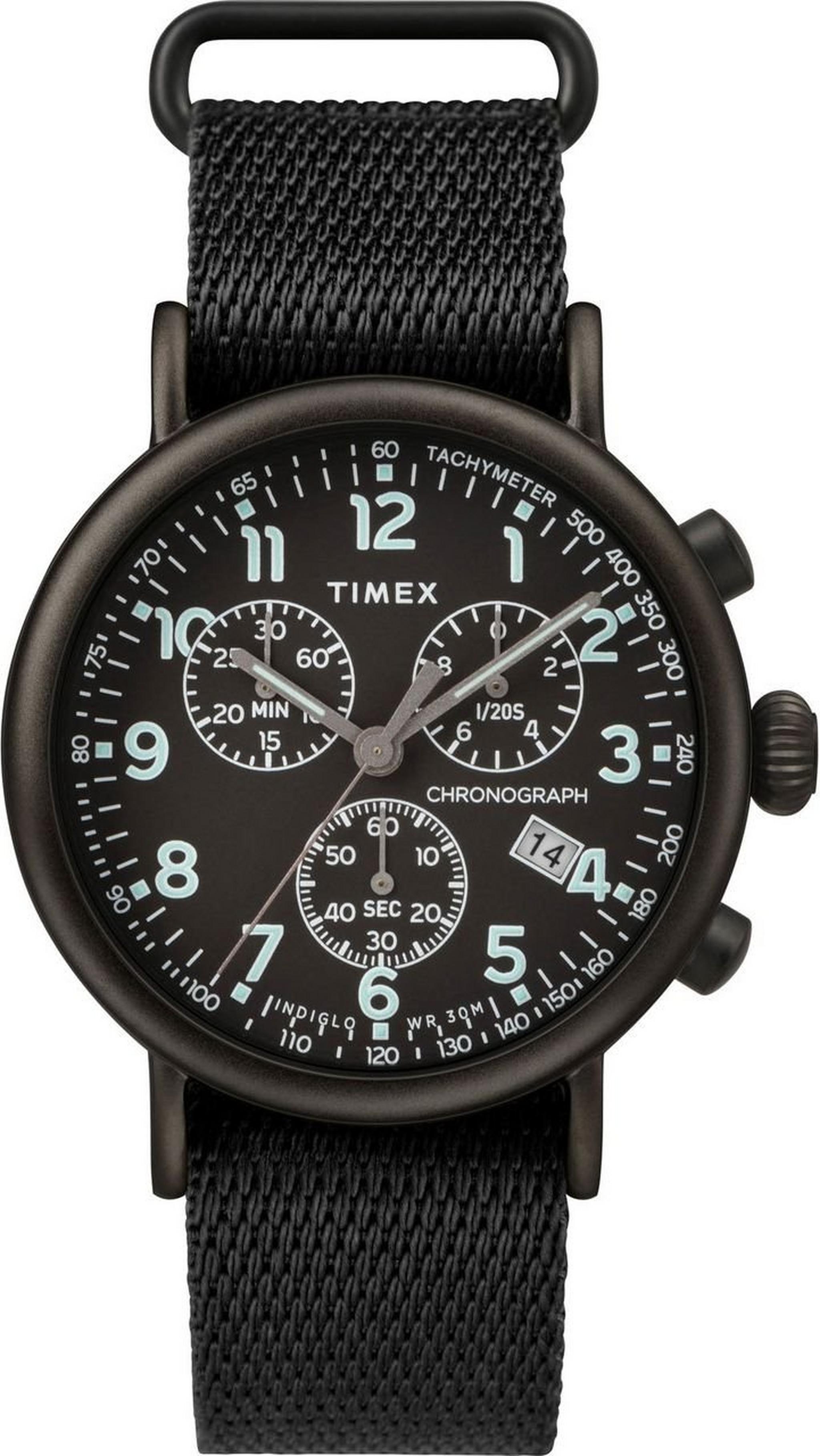 ساعة تايمكس انديجلو كرونوغراف مع حزام من القماش للرجال - ٤١ ملم - أسود (TW2T212000)