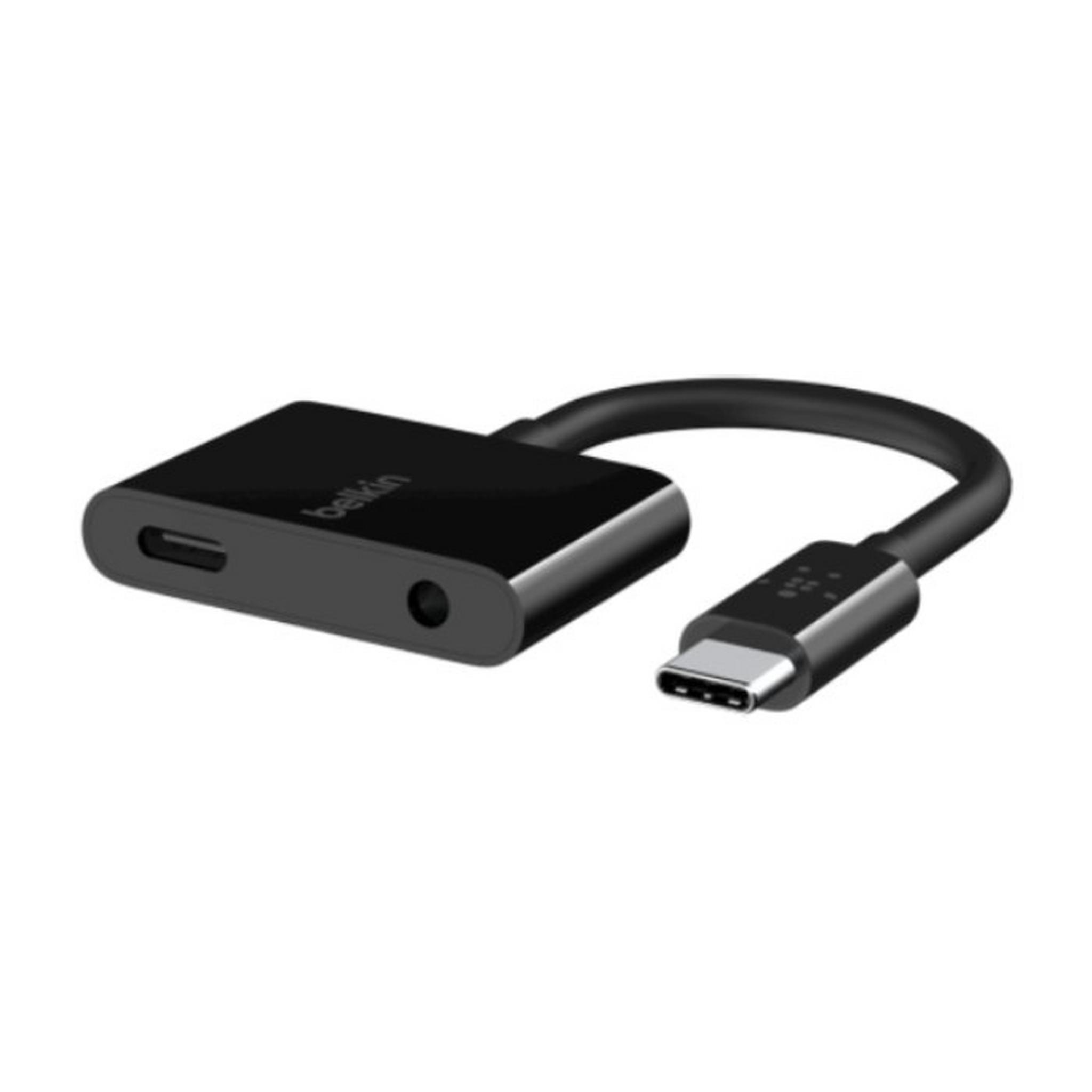 Belkin RockStar 3.5mm Audio USB-C Adapter Charger - Black (F7U080btBLK)