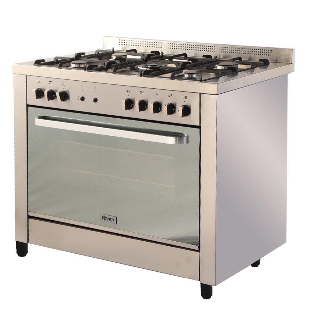 طباخ غاز 5 شعلات من ونسا، مقاس 100×60 سم، WCI10502324XA - ستانلس ستيل