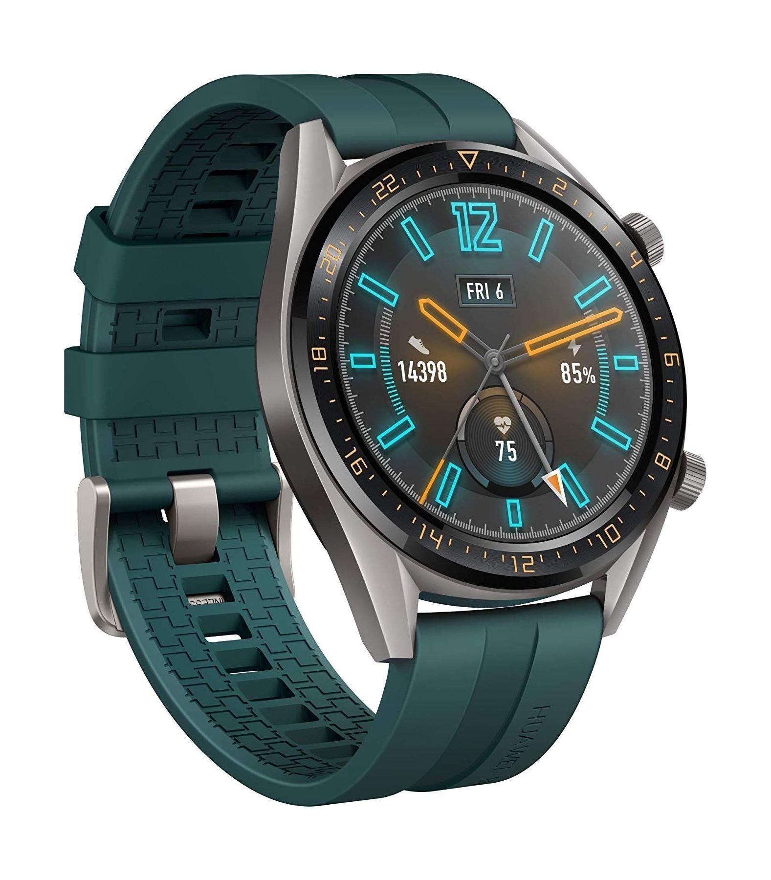 Huawei GT Watch, Stainless-Steel Body, Leather Strap  - Green