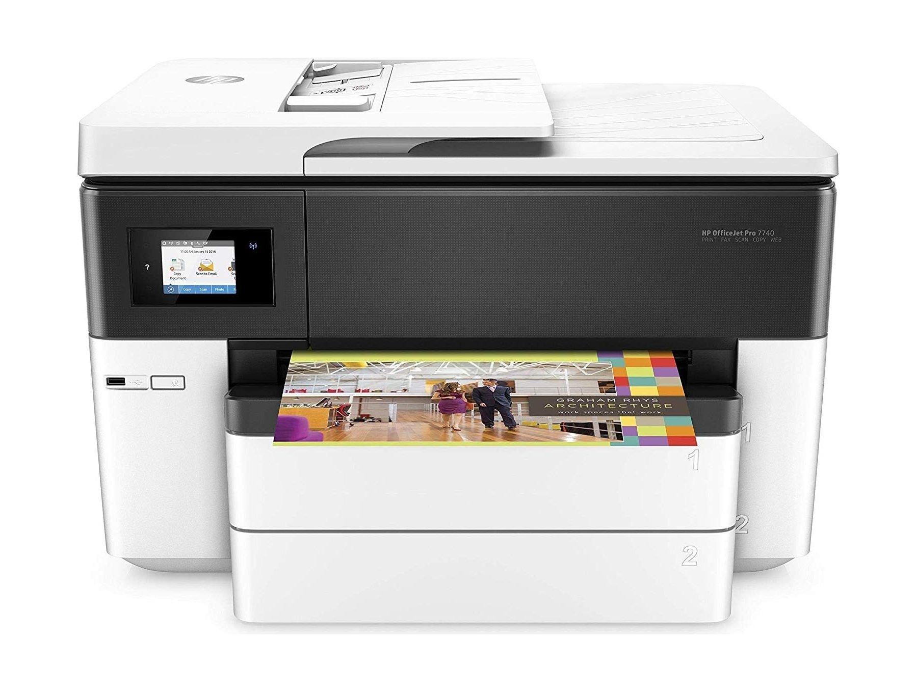 Buy Hp officejet pro 7740 all-in-one printer, g5j38a - white in Kuwait