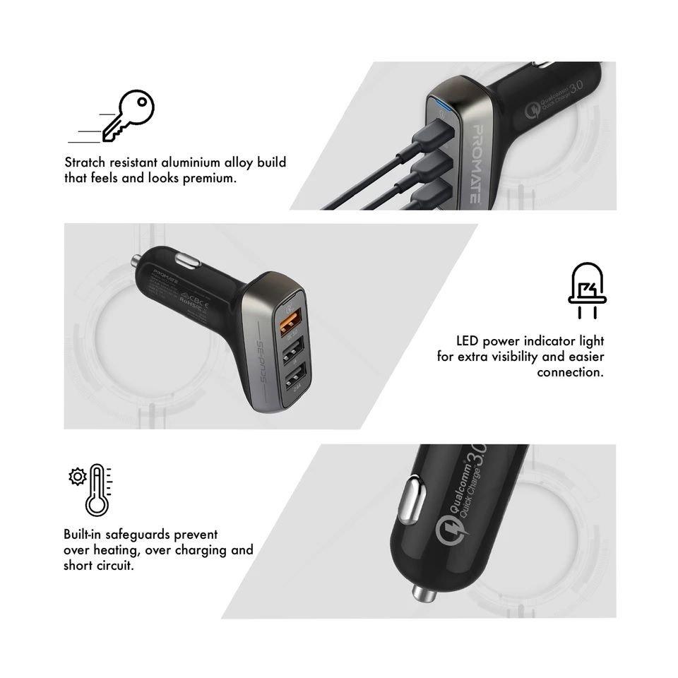 Promate 35W Qualcomm QC3.0 with 3 USB Ports (SCUD-35)