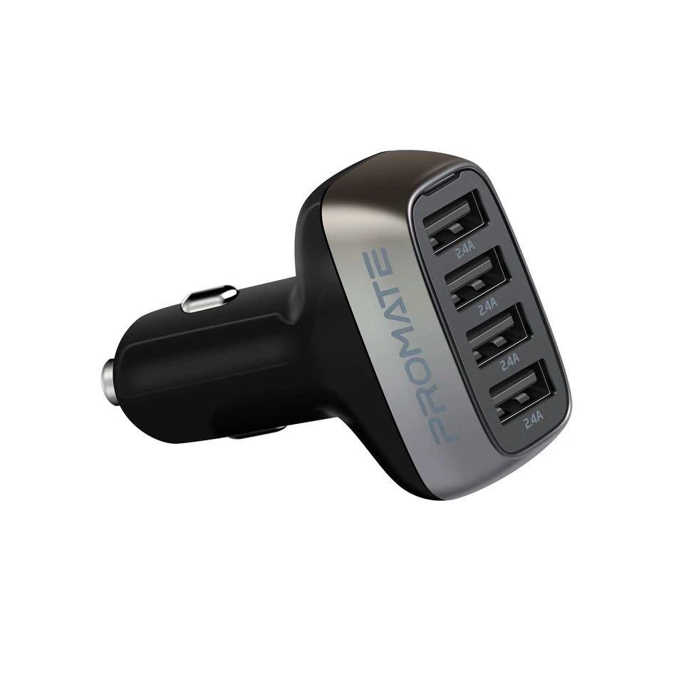 Promate 48W Fast Charging 4-Port Rapid USB Car Charger (Scud-48)