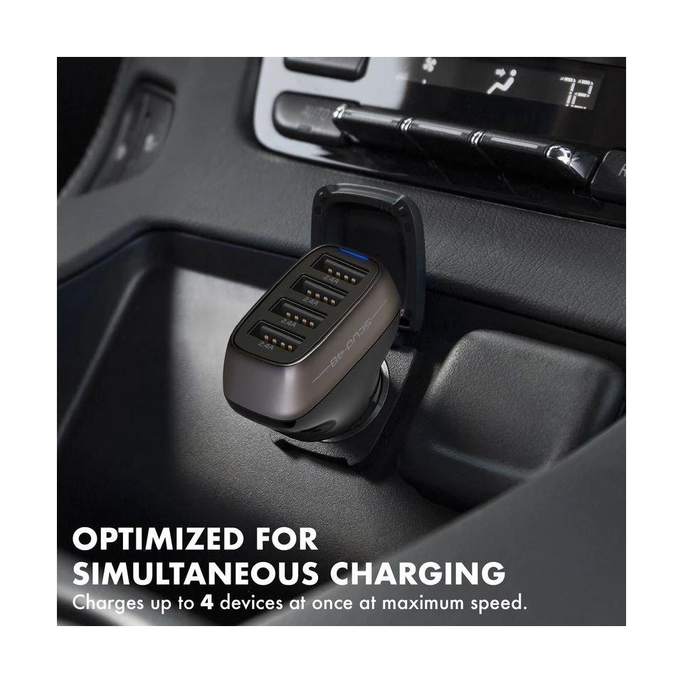 Promate 48W Fast Charging 4-Port Rapid USB Car Charger (Scud-48)
