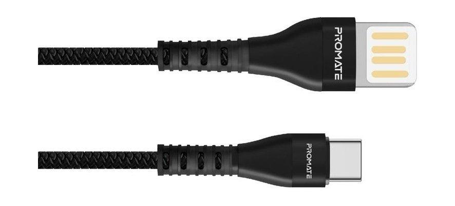 Promate VigoRay-C 1.2M Type-C Tangle Free Cable - Black
