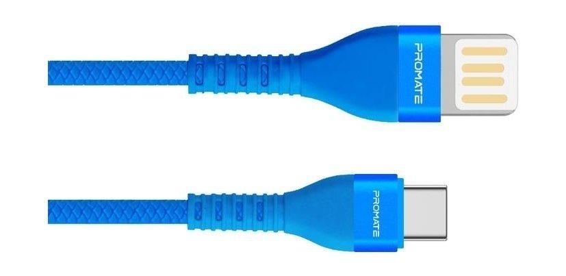 Promate VigoRay-C 1.2M Type-C Tangle Free Cable - Blue