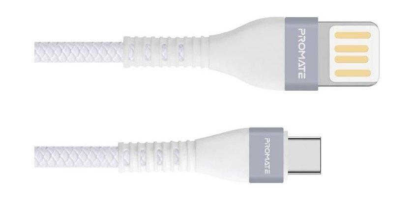 Promate VigoRay-C 1.2M Type-C Tangle Free Cable - White