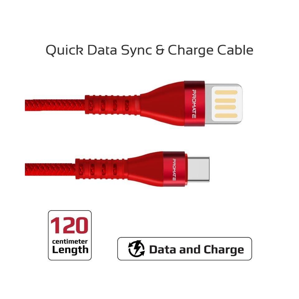 Promate VigoRay-C 1.2 Meter Lightning Cable - Red