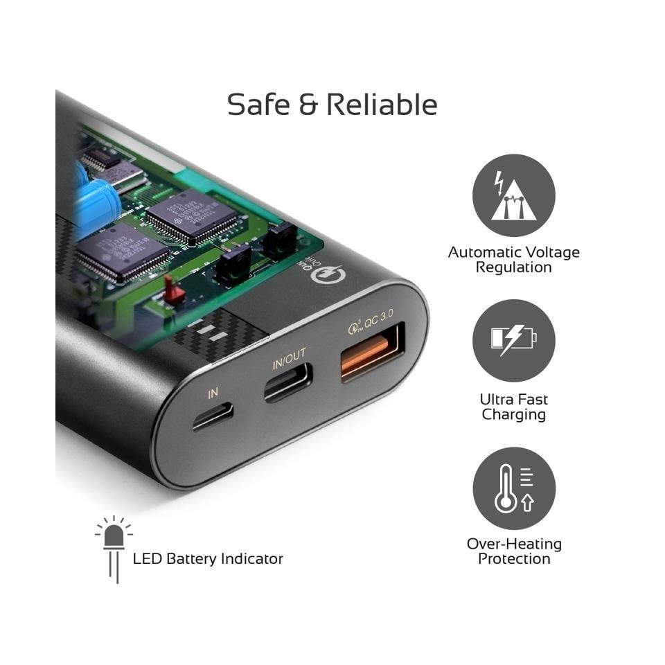 بطارية الشحن السريع 10000 ميلي اّمبر - أسود (PowerTank-10)